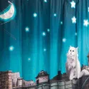 Rideau de douche LEDs «Moon Cat»