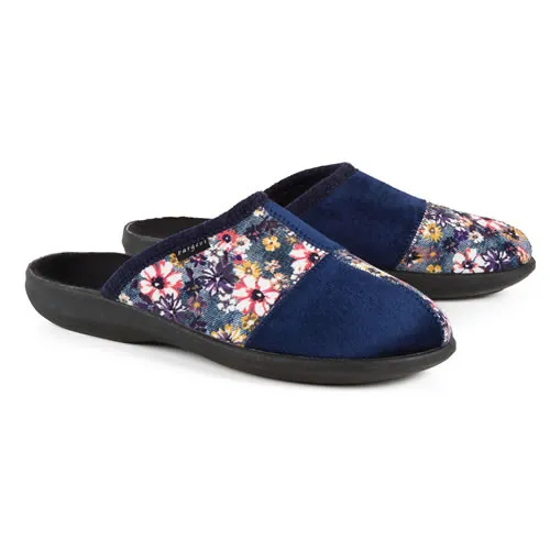 Mules velours Patchwork