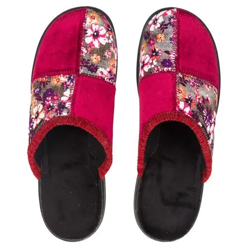 Mules velours Patchwork